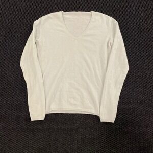 100% Cashmere V Neck Pull Over Sweater Light Mint Green Made in Italy Size 42 L